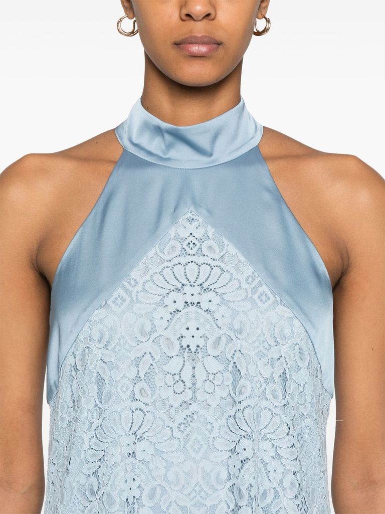 Shop D Exterior Light Halter Blue Midi Dress