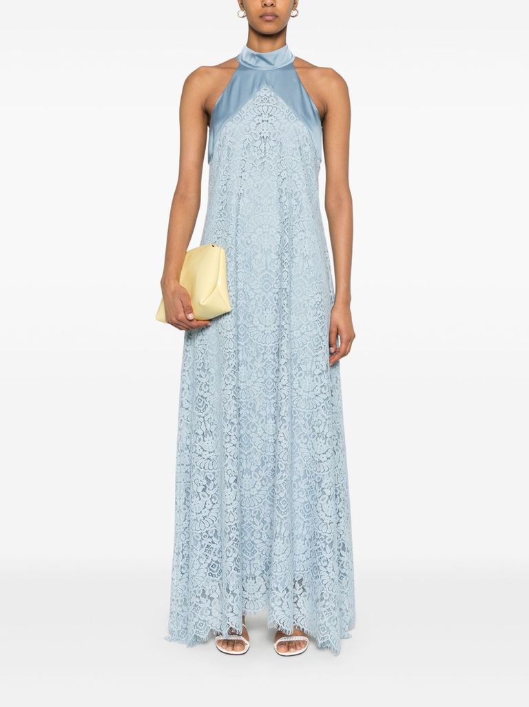 Shop D Exterior Light Halter Blue Midi Dress