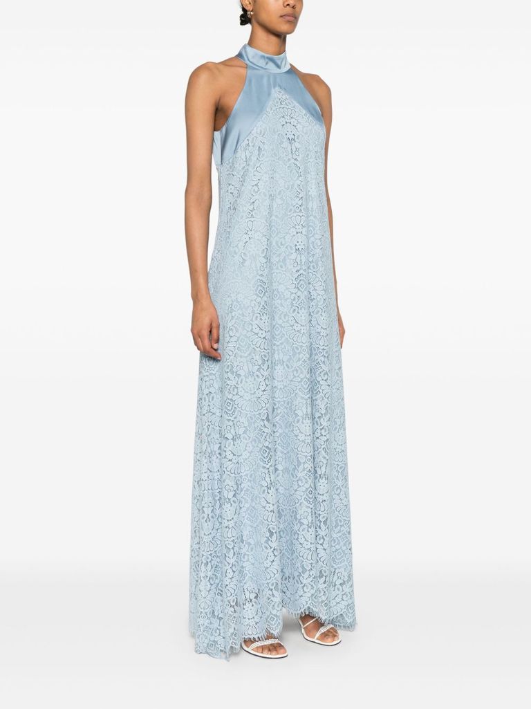 Shop D Exterior Light Halter Blue Midi Dress