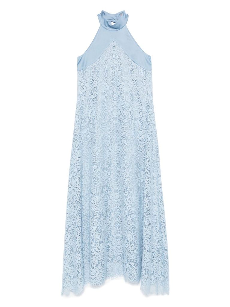 Shop D Exterior Light Halter Blue Midi Dress