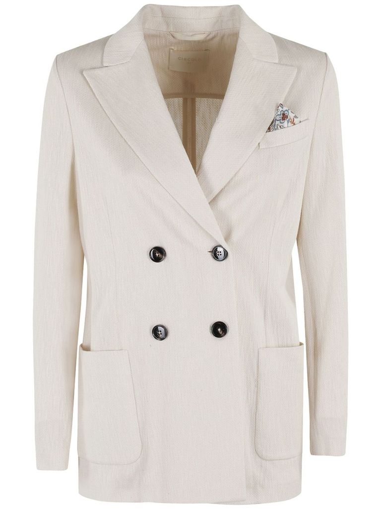 Shop Circolo 1901 Beige Cotton Double Breasted Blazer