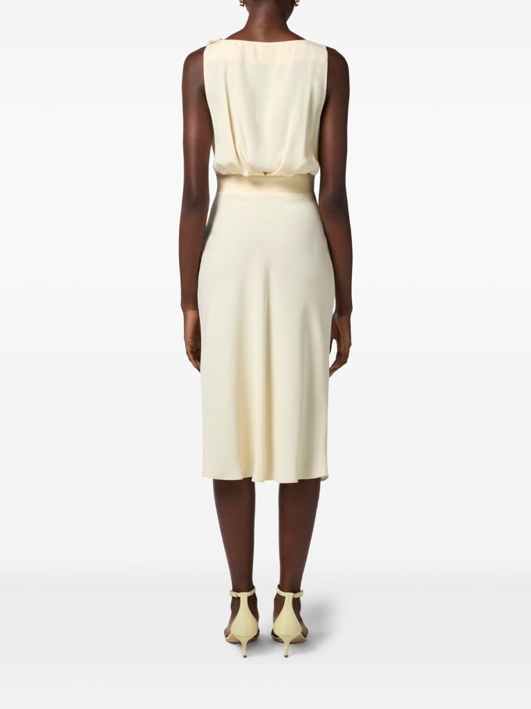 Shop Elisabetta Franchi Light Yellow Midi Dress In Giallo