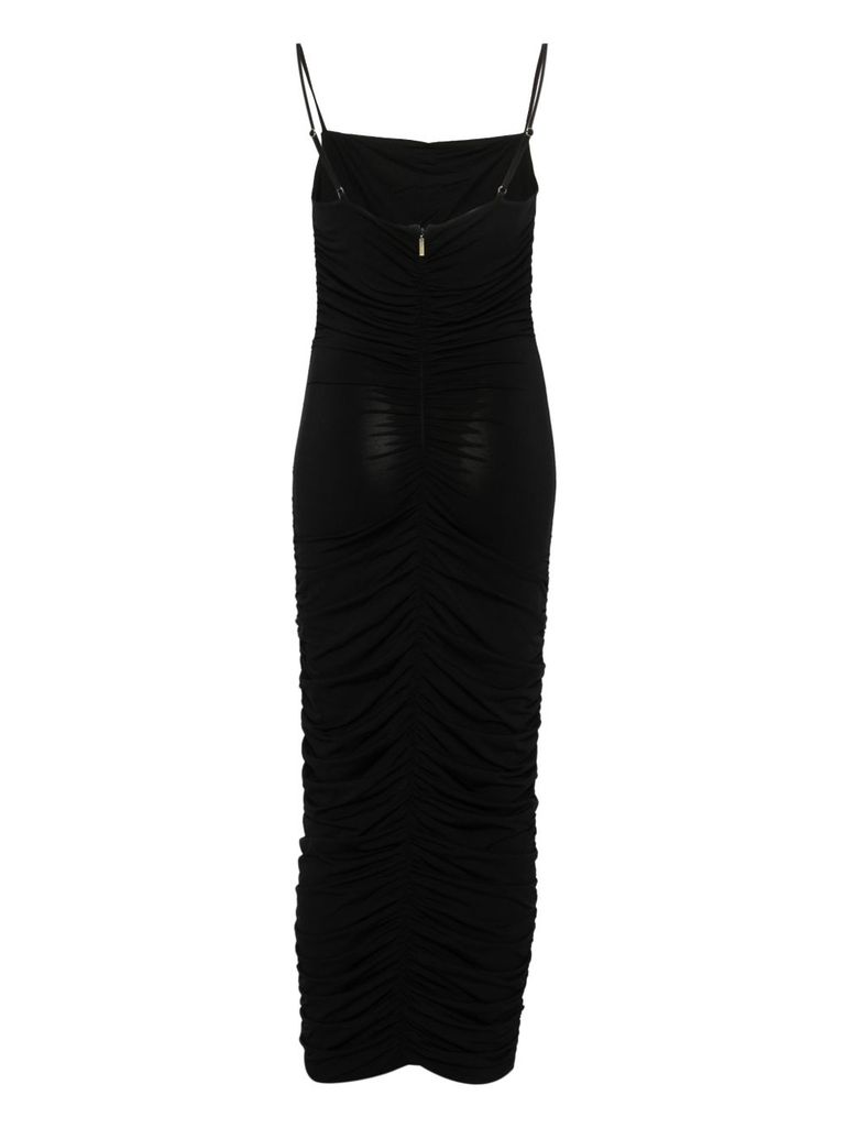 Michael Kors Form-fitting Midi Dress With Spaghetti Straps In Nero