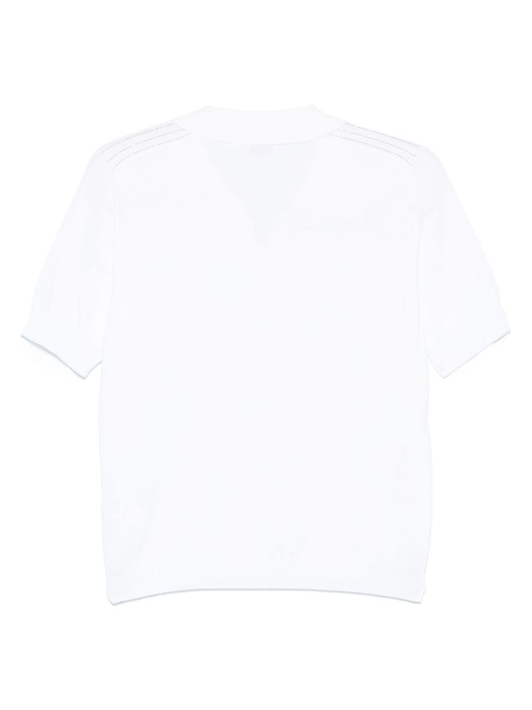 Shop Peserico White Crepe Pure Cotton Yarn Tricot Polo In Bianco