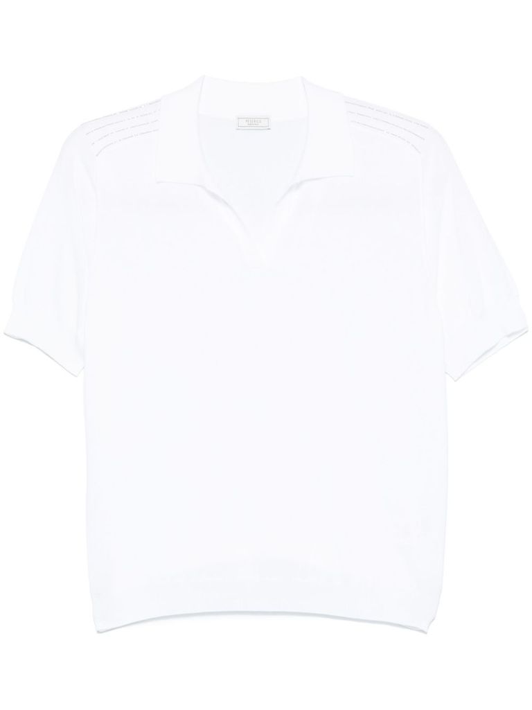 Shop Peserico White Crepe Pure Cotton Yarn Tricot Polo In Bianco