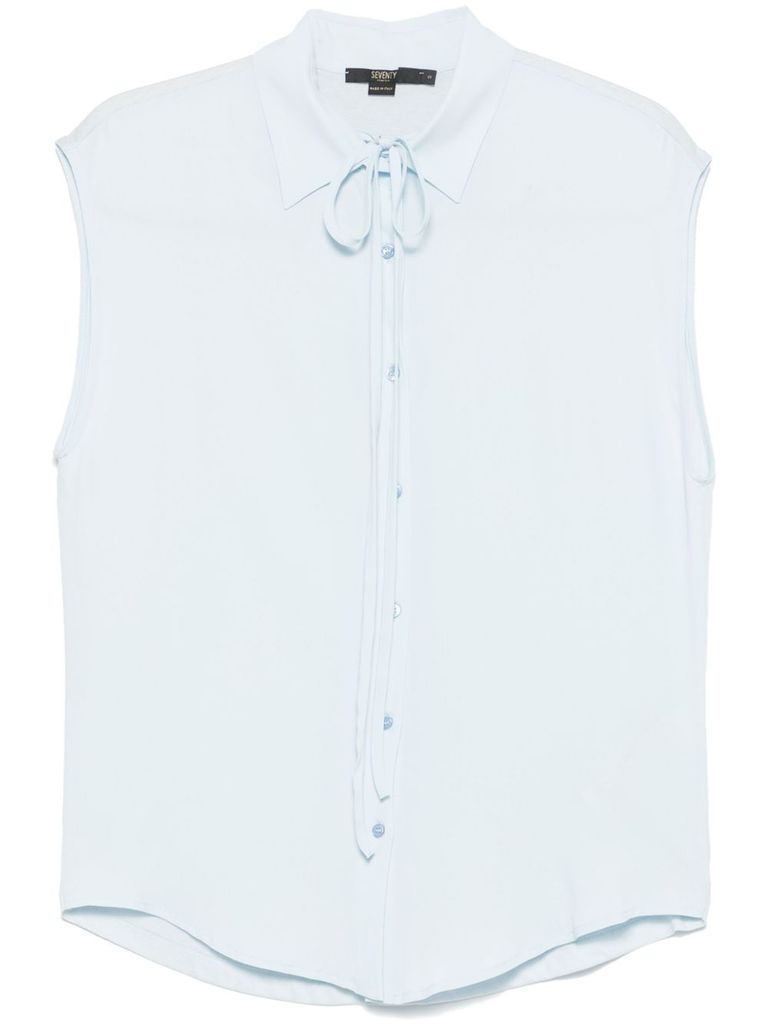 Seventy Polo In Misto Cotone Azzurro In Blu