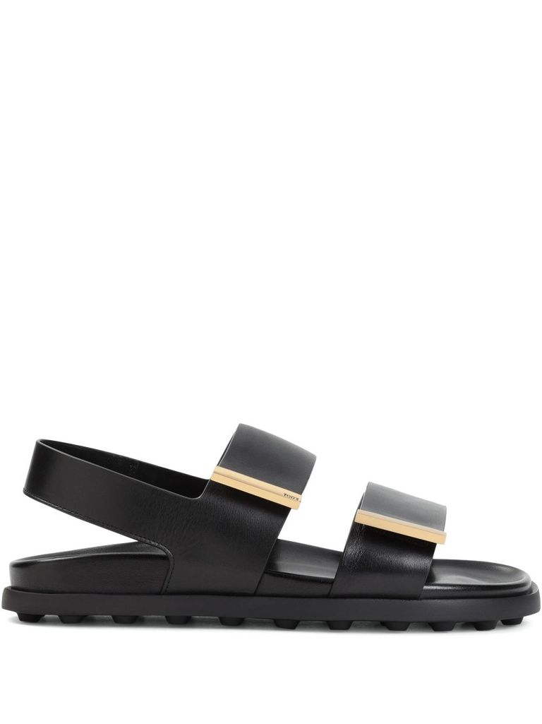 Shop Tod's Black Calf Leather Sandals