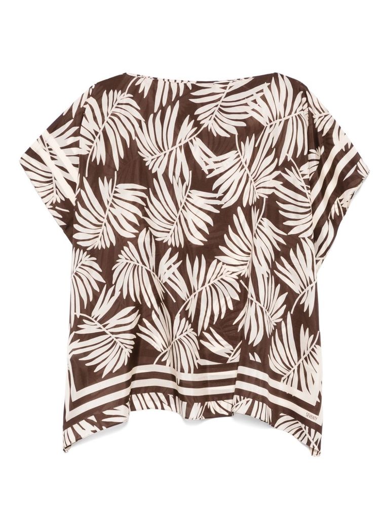 Seventy Leaves-print Blouse In Brown