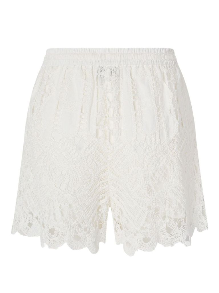 Pinko White Lace Design Serenata Rap Shorts In White