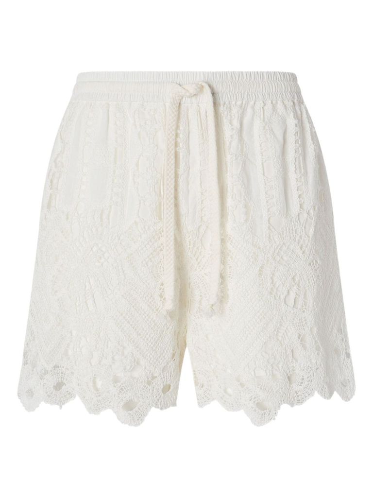 Pinko White Lace Design Serenata Rap Shorts In White