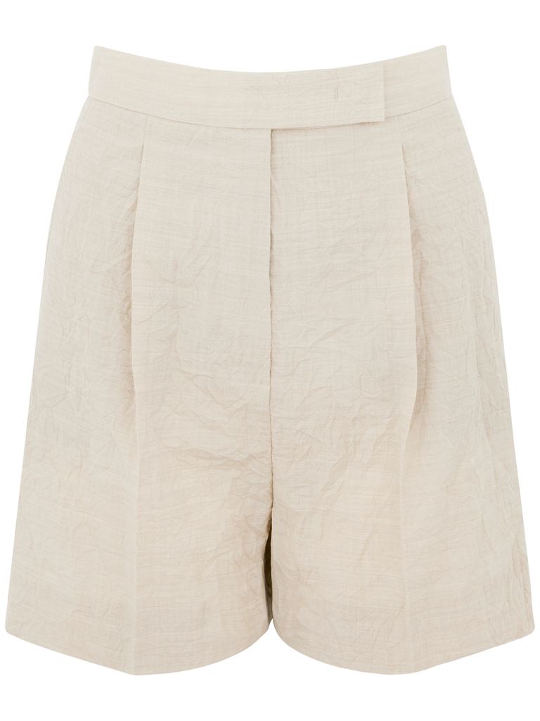 Shop Max Mara Beige Virgin Wool Shorts