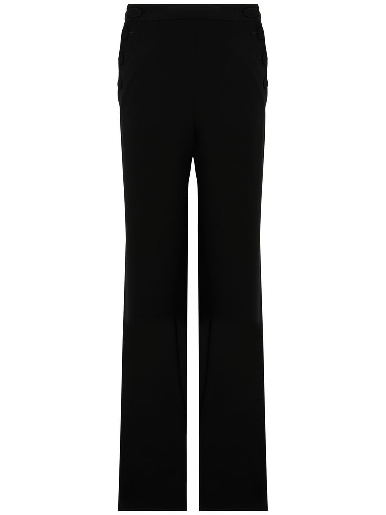 Max Mara Midnight Blue Stretch Cotton Orche Wide-leg Pant In Black