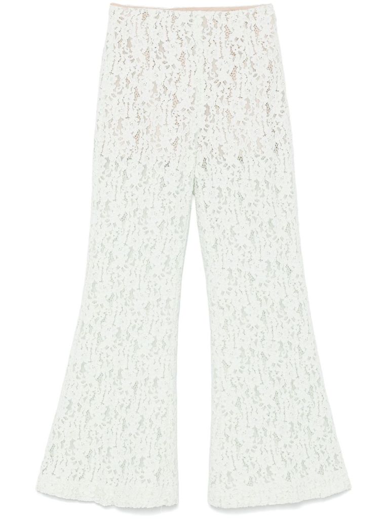 Shop Twinset Light Green Lace Trousers