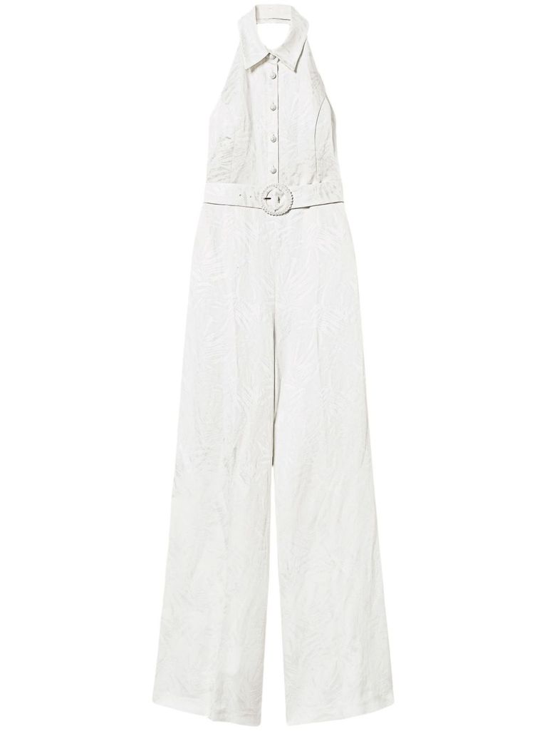 Shop Twinset White Linen Blended Jumpsuit