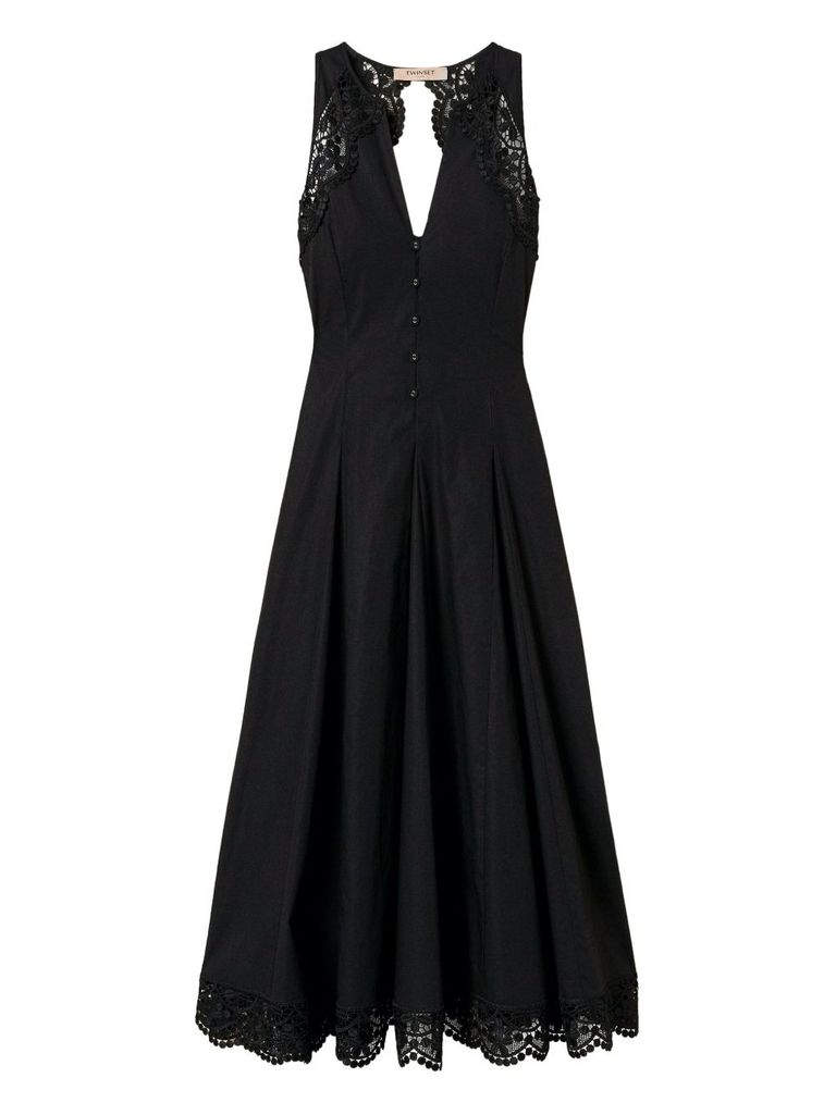 Shop Twinset Black Cotton Blended Midi Dress