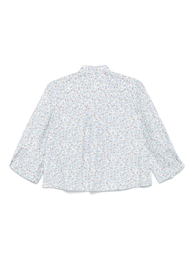 Xacus Sky Blue Floral Pattern Shirt In Blue