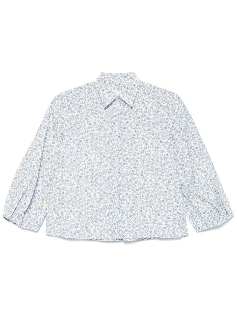 Xacus Sky Blue Floral Pattern Shirt In Blue