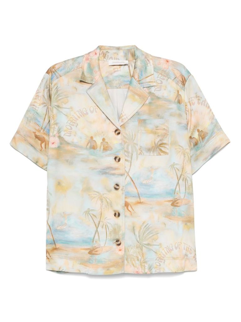 Zimmermann Beige And Light Blue Pattern Shirt In Multicolour