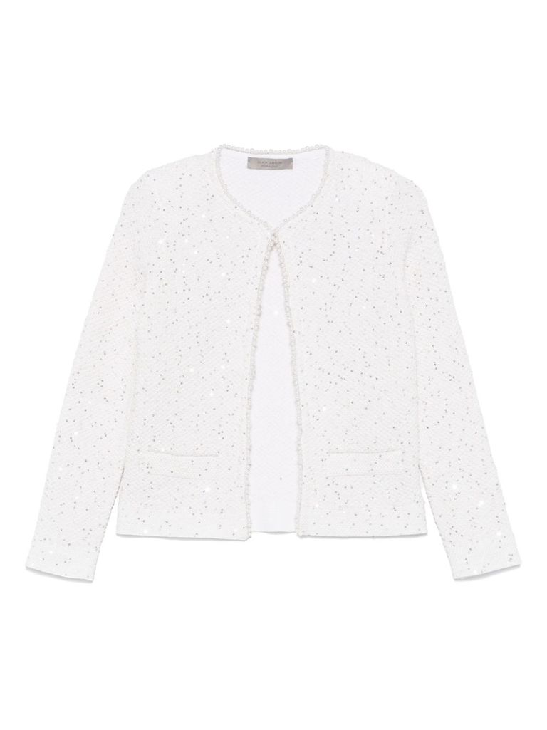 D Exterior Dexterior Textured Ivory Jacket With Embellishments In Beige