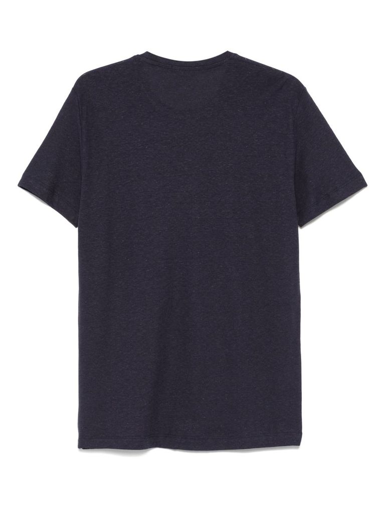 DANIELE ALESSANDRINI NAVY BLUE LINEN BLENDED T-SHIRT 