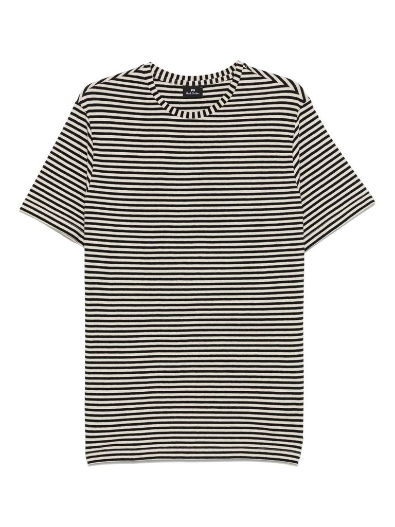 Ps By Paul Smith White And Black Stripes Cotton T-shirt In White