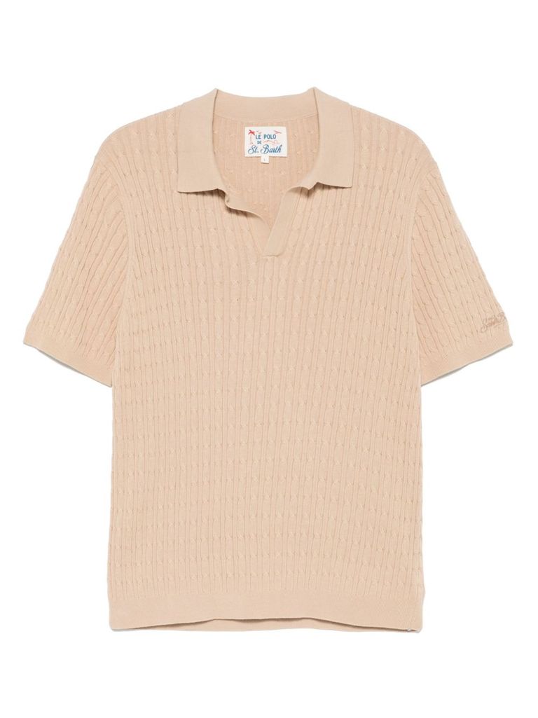 Mc2 Saint Barth Textured Knit Polo In Subtle Beige In Beige
