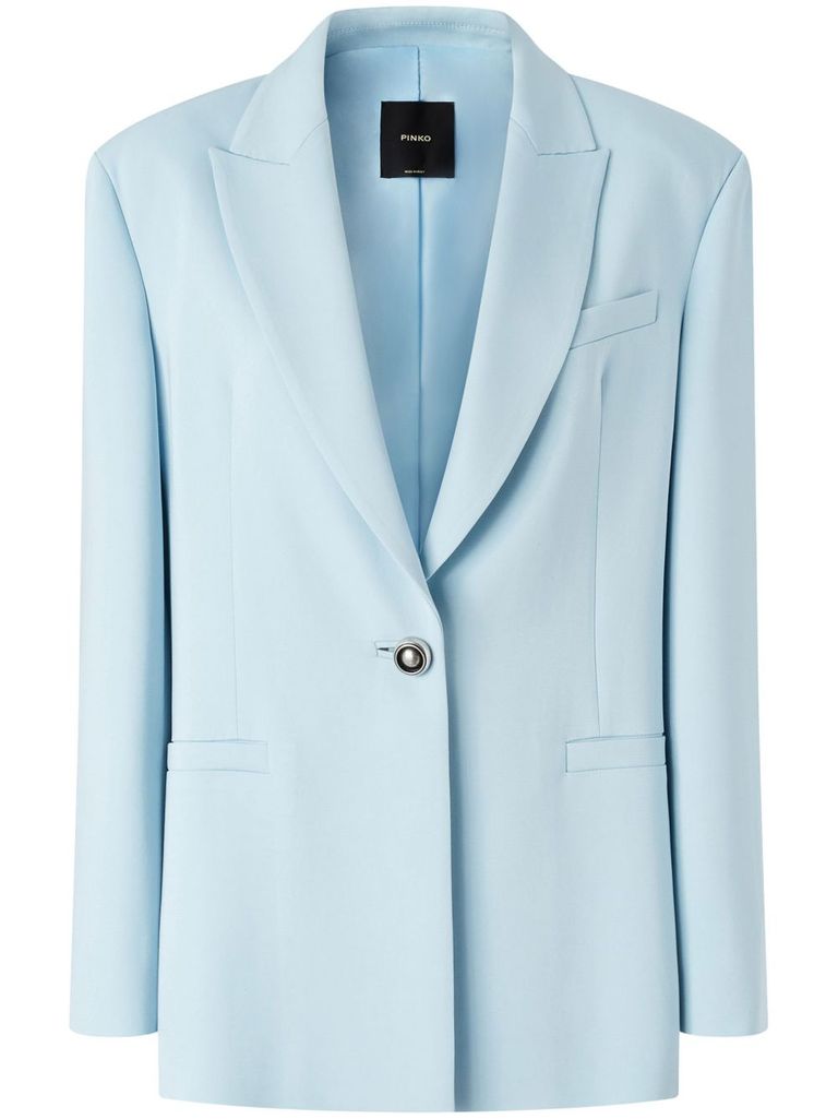 Shop Pinko Light Blue Single-breasted 'faraona' Blazer
