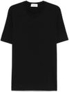 laneus - Black cotton-blend crew-neck T-shirt