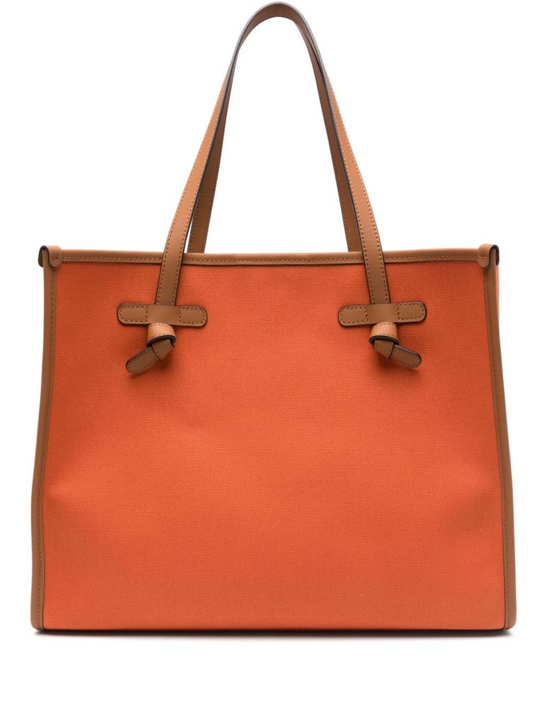 Gianni Chiarini Structured Orange Cotton Shopper Bag In Orange