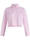patou - Pink cotton crop shirt with scallop hem