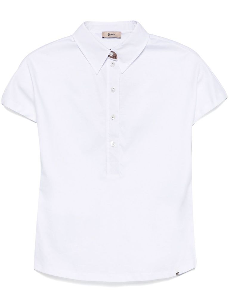 Herno Ever Cotton Interlock／new Popeline／monogram ポロシャツ In White