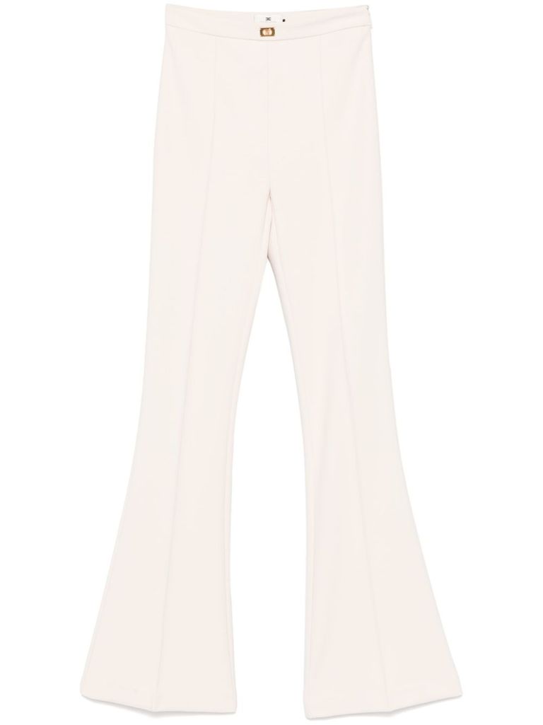 Shop Elisabetta Franchi Butter Flared Trouser With Logo In White