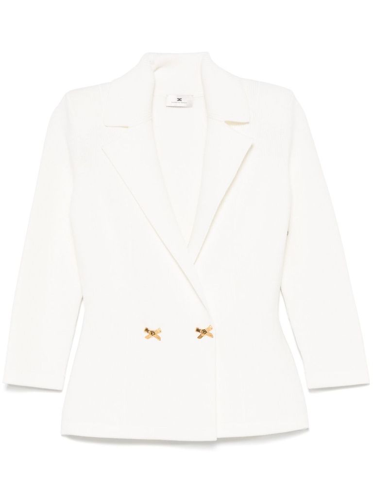 Elisabetta Franchi Ivory Jacket With Deep V-neckline In Beige