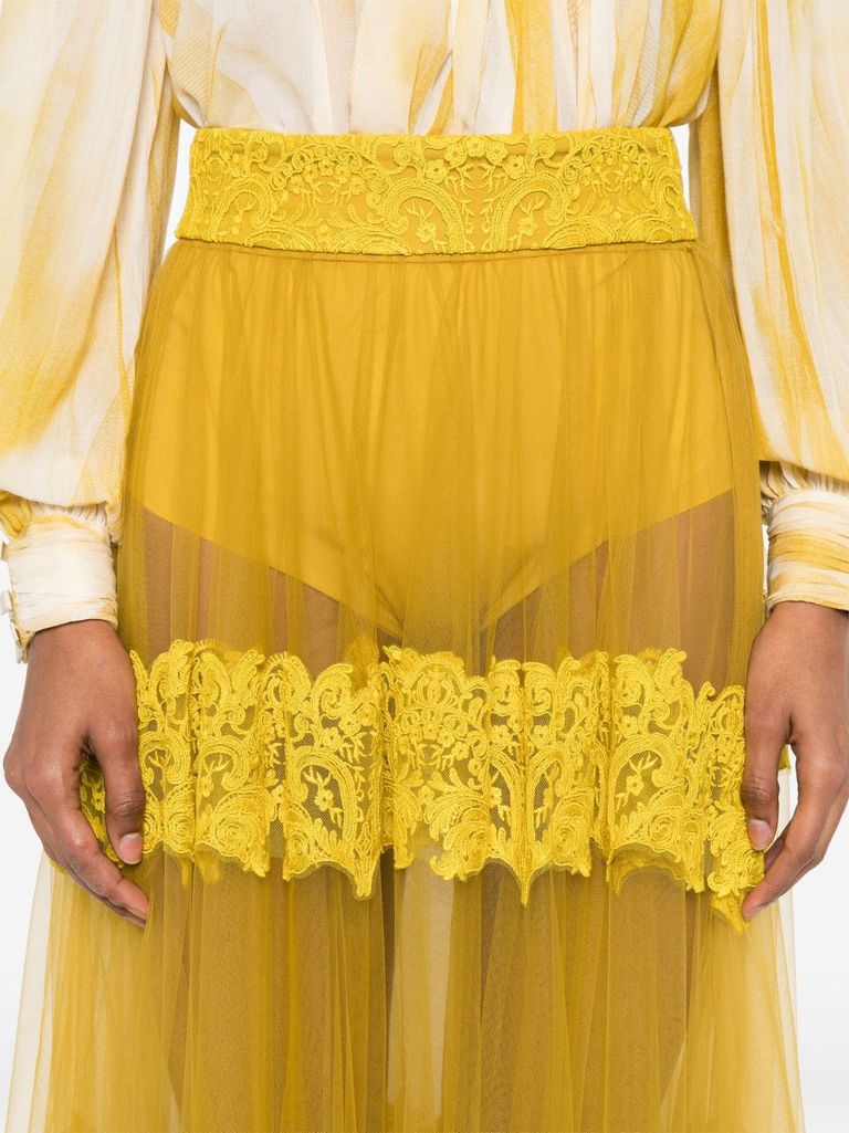 ワンピース ELISABETTA FRANCHI Women Mid Skirts AB75951E2 YELLOW Elisabetta Franchi women's skirt in viscose with embossed