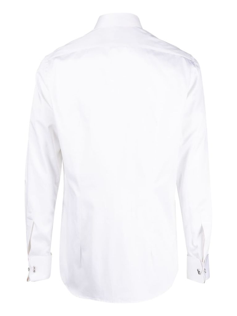 Xacus Structured Collar White Shirt With Buttoned Cuffs In White
