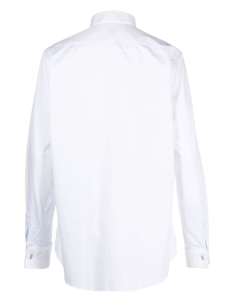 Xacus Structured Collar White Shirt With Buttoned Cuffs In White