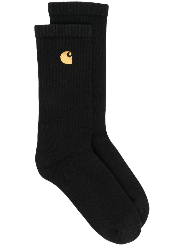 Carhartt Cotton Socks With Embroidered Logo In Black