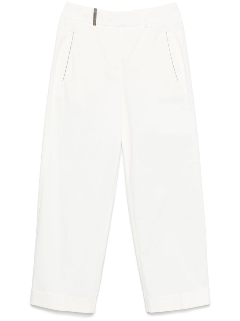 Peserico Wide-leg White Trousers With Hidden Closure In White