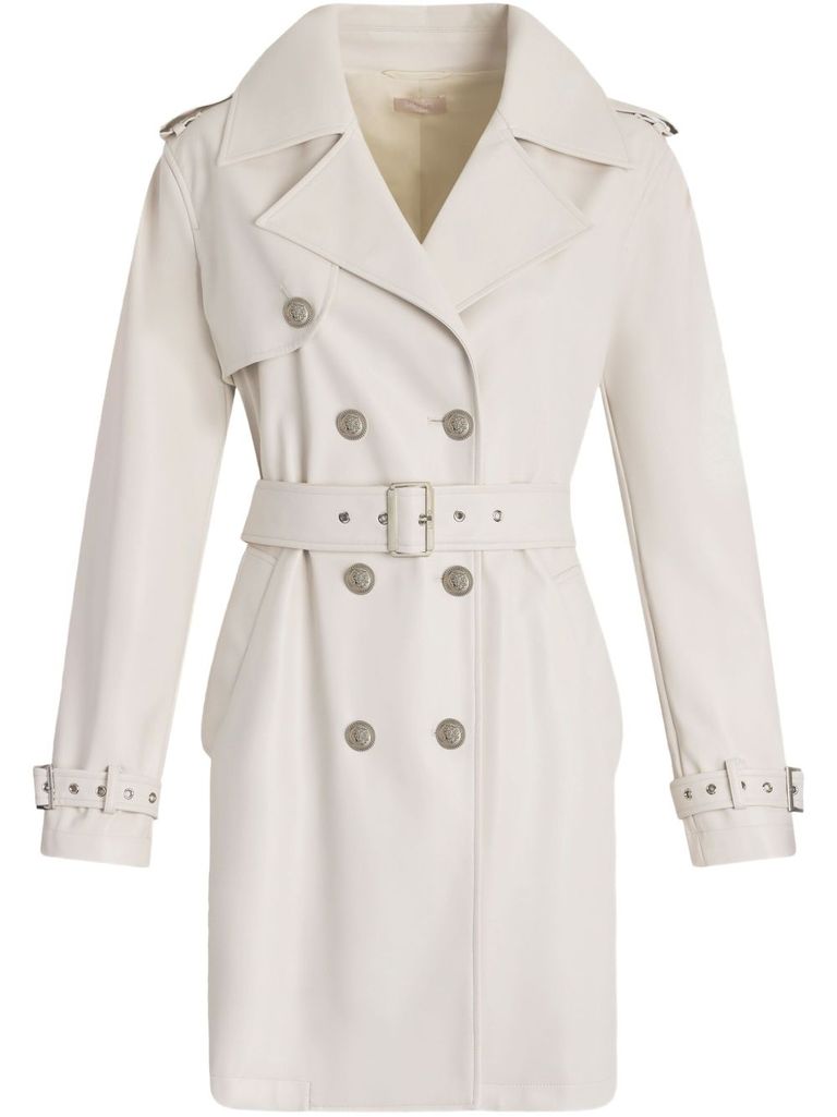 Liu •jo Liu Jo Double-breasted Trench Coat With Detachable Waist Belt In White