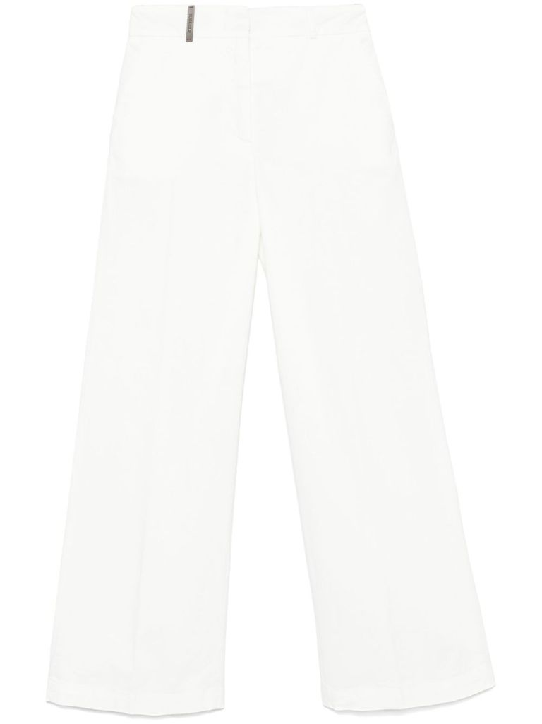 Peserico Wide-leg White Trousers With Hidden Closure In White