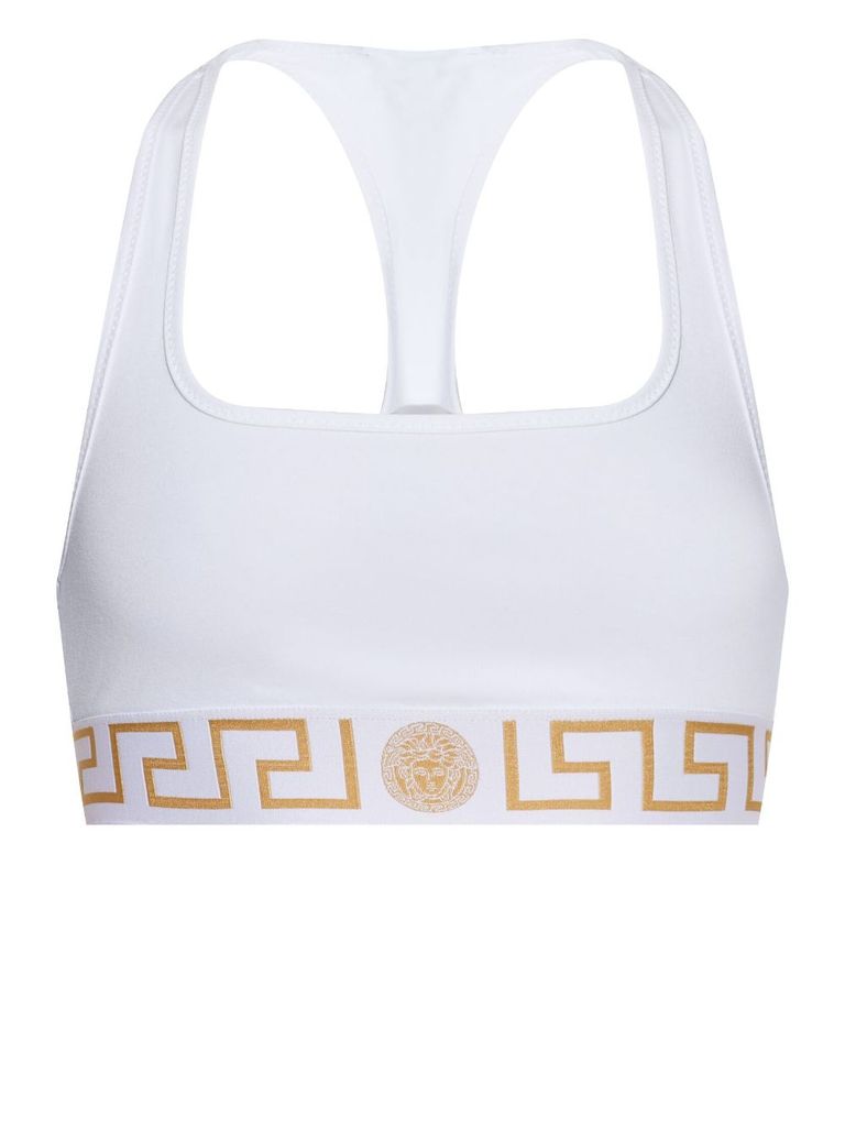 Versace Bra With Elastic Band Featuring The Greca Motif In White