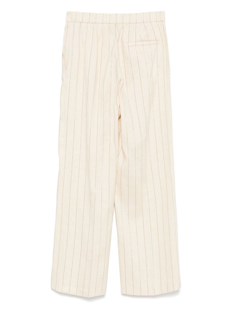 Seventy Cream Linen Blended Pinstriped Jacket In White