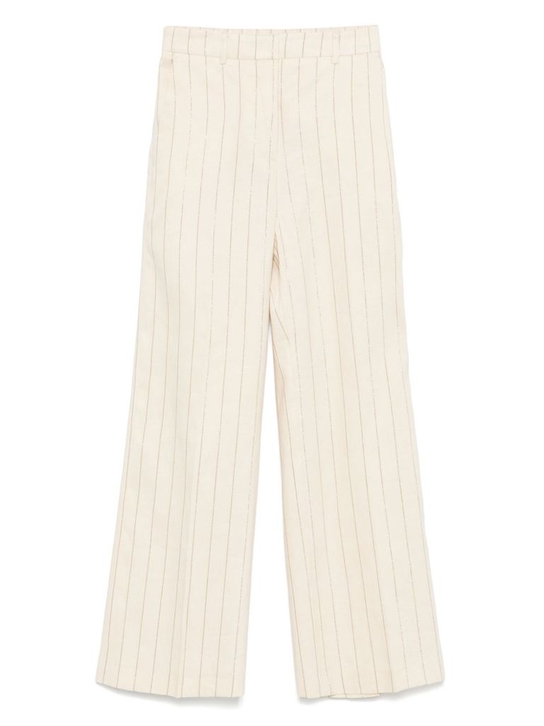 Seventy Cream Linen Blended Pinstriped Jacket In White