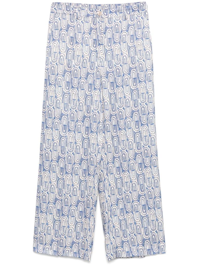 Shop Seventy Sergio Tegon Blue Patterned Trousers