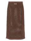 mc2 saint barth - 'Darline' brown crochet knit cotton blend midi skirt