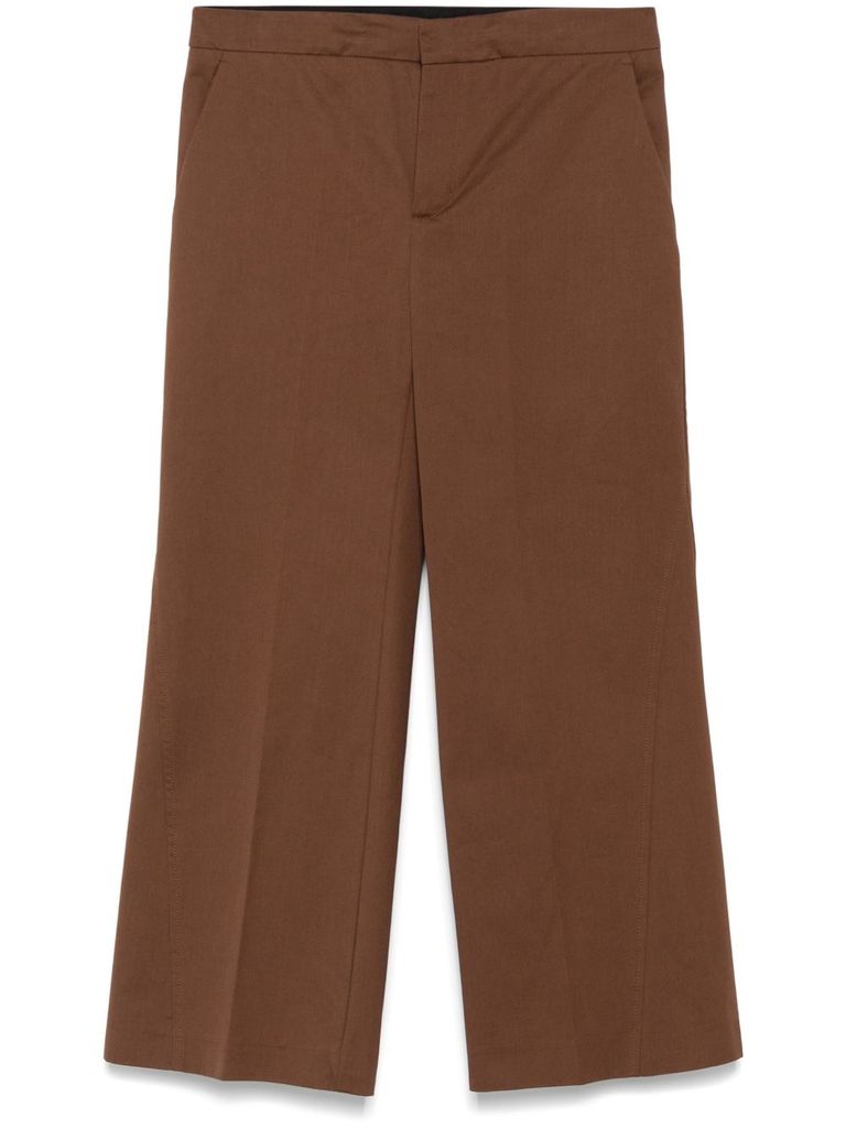 Shop Semicouture 'amadine' Trousers In Brown Cotton