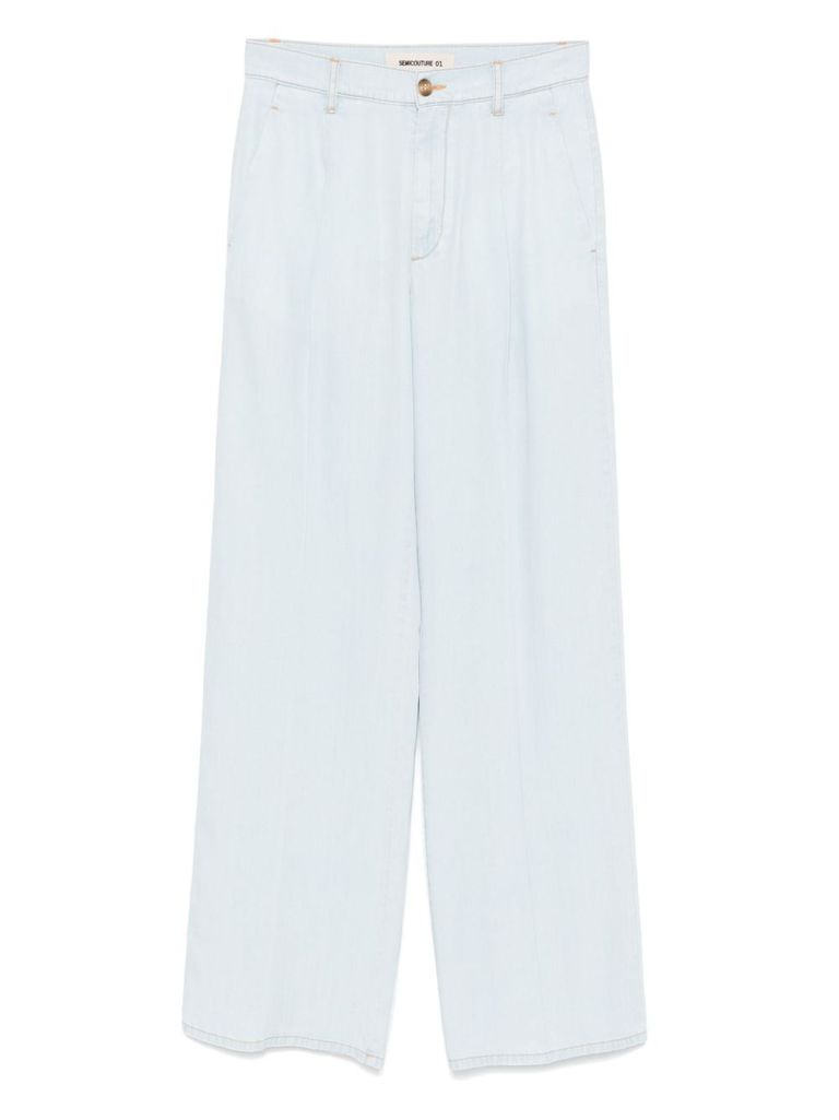 Shop Semicouture Sky Blue 'felipa' Trousers