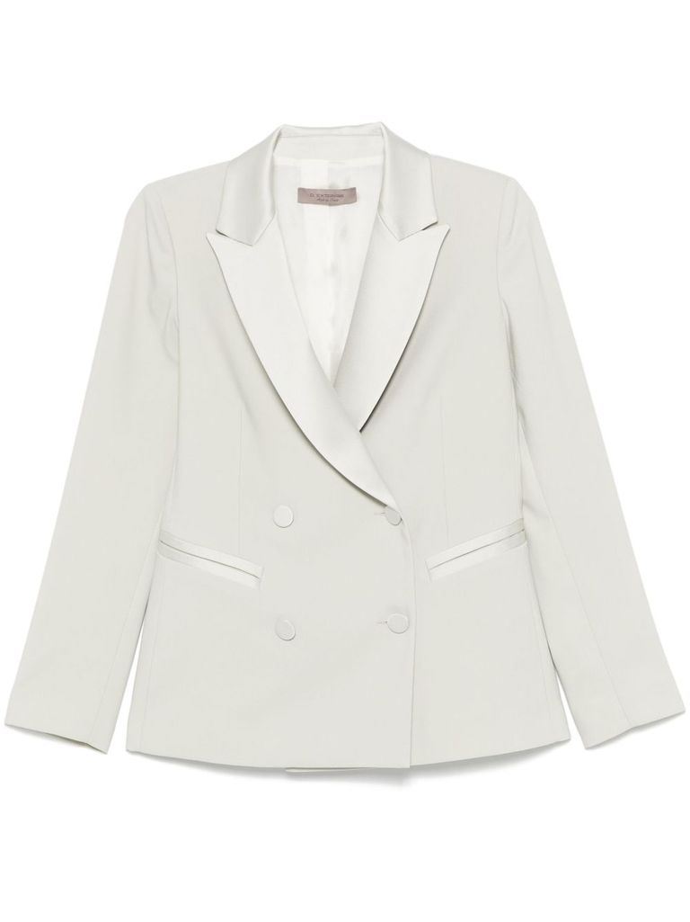 D Exterior Light Green Double-breasted Blazer With Satin Lining In Green