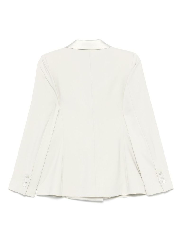 D Exterior Light Green Double-breasted Blazer With Satin Lining In Green