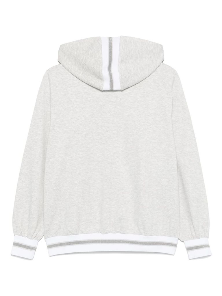 D Exterior Grey Hoodie With Lurex Detailing In Grey